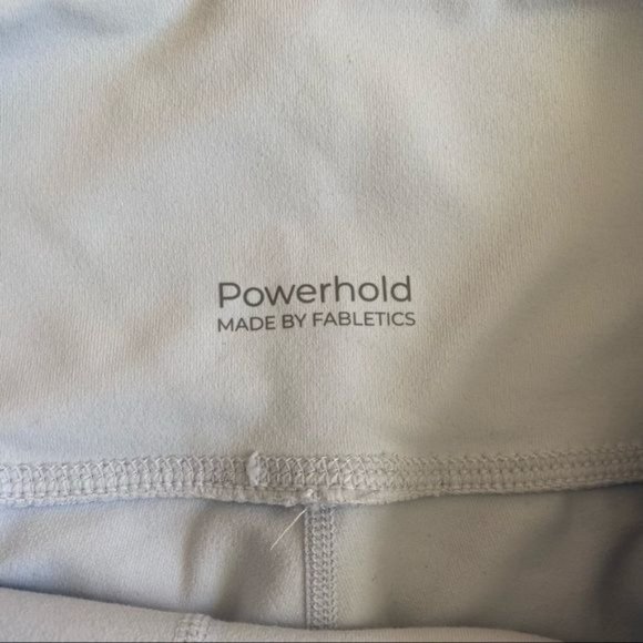 Fabletics Mila Pocket Powerhold Light Blue w/Dark Blue Stripes Capri Leggings-S - Picture 7 of 9